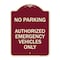 Signmission No Parking Authorized Emergency Vehicles Heavy-Gauge Aluminum Sign, 24" x 18", BU-1824-23762 A-DES-BU-1824-23762 - alternate 1